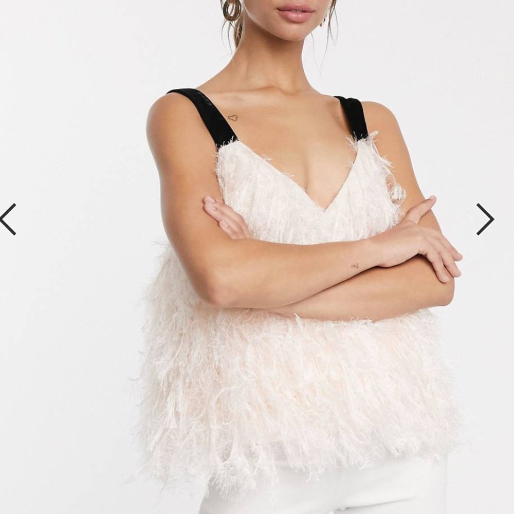 ASOS DESIGN feather cami with contrast strap